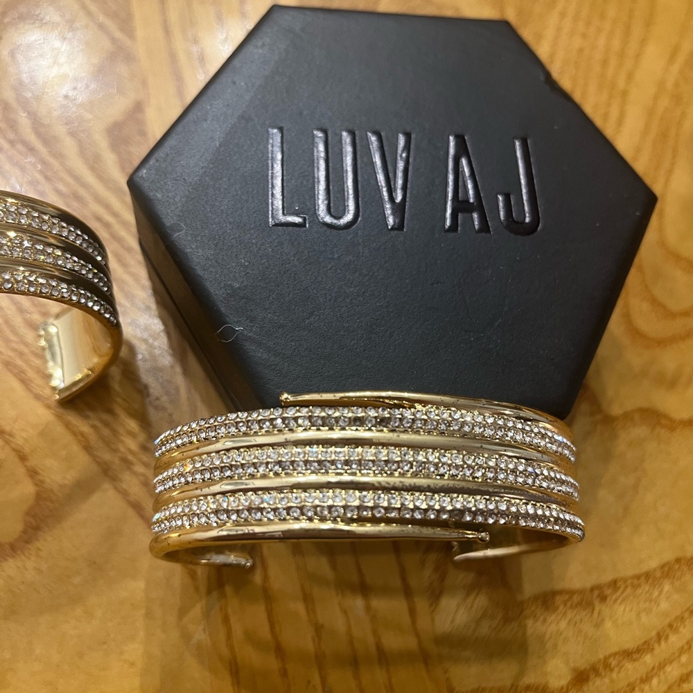 Luv AJ gold with crystal bangle bracelets